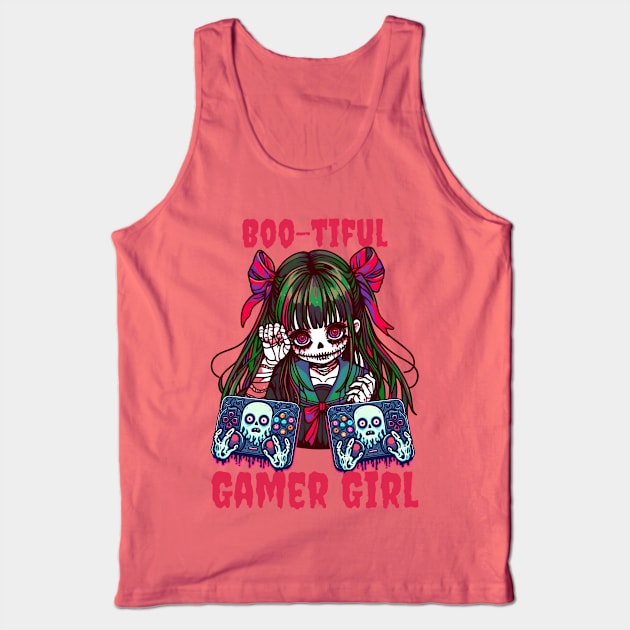 Halloween Spooky Gamer Girl Tank Top by Japanese Fever